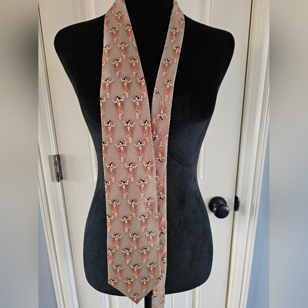 Vintage Pelican Bay Silk Hula Girl Necktie